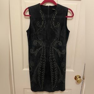 Suede Studded Grommet Navy Blue Dress Zara Size Small - New